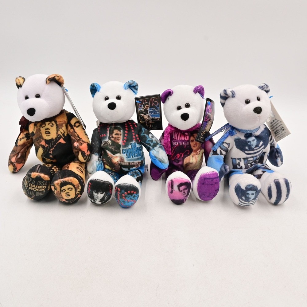 Limited Treasures Elvis Presley Beanie Bear Lot of 4 Gallery Treasures Plush NOS